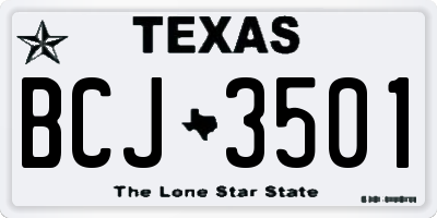 TX license plate BCJ3501