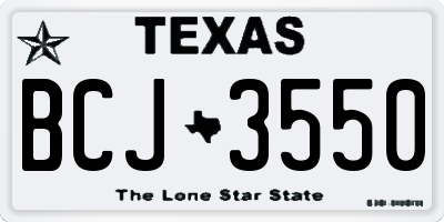 TX license plate BCJ3550
