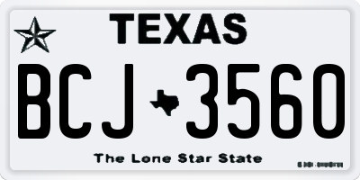 TX license plate BCJ3560