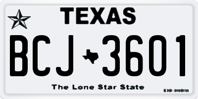TX license plate BCJ3601