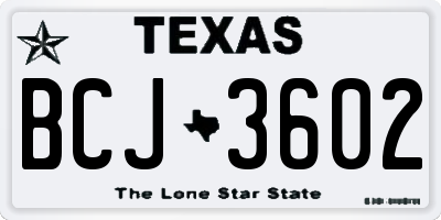 TX license plate BCJ3602