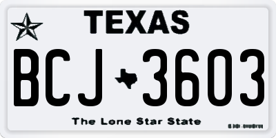 TX license plate BCJ3603