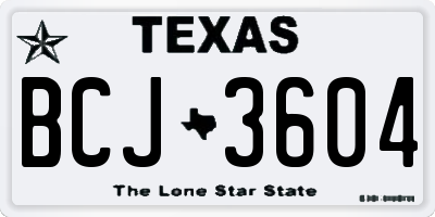TX license plate BCJ3604