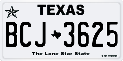 TX license plate BCJ3625