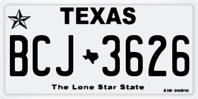 TX license plate BCJ3626