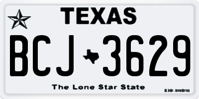 TX license plate BCJ3629