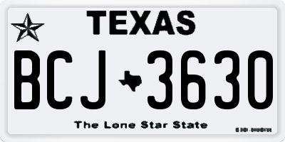 TX license plate BCJ3630