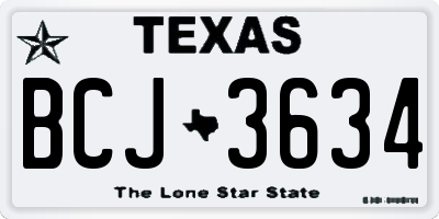 TX license plate BCJ3634