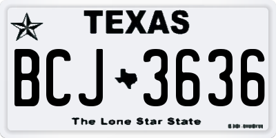 TX license plate BCJ3636