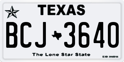TX license plate BCJ3640