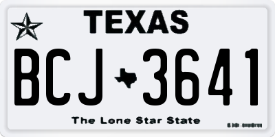 TX license plate BCJ3641