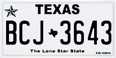TX license plate BCJ3643