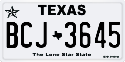 TX license plate BCJ3645