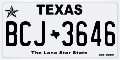 TX license plate BCJ3646