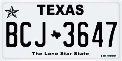 TX license plate BCJ3647