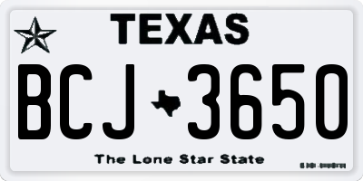 TX license plate BCJ3650