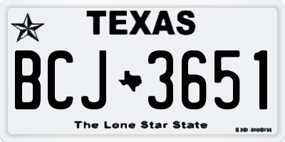 TX license plate BCJ3651