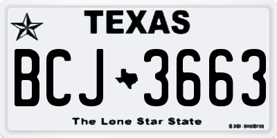 TX license plate BCJ3663