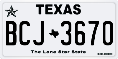 TX license plate BCJ3670