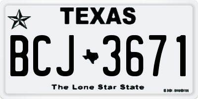 TX license plate BCJ3671