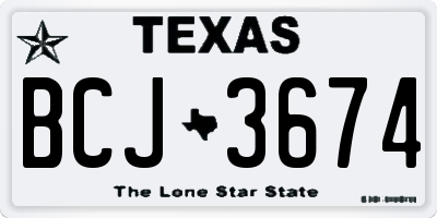 TX license plate BCJ3674