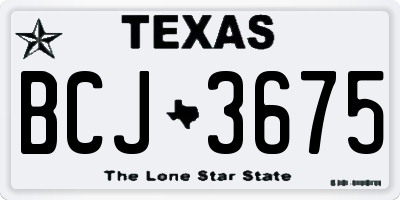 TX license plate BCJ3675