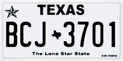 TX license plate BCJ3701