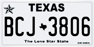 TX license plate BCJ3806