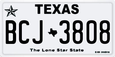 TX license plate BCJ3808