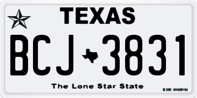 TX license plate BCJ3831