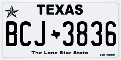 TX license plate BCJ3836