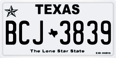 TX license plate BCJ3839
