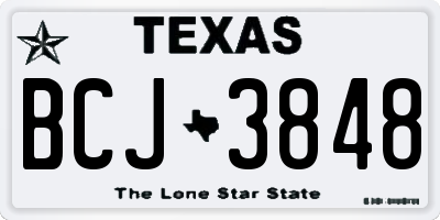 TX license plate BCJ3848