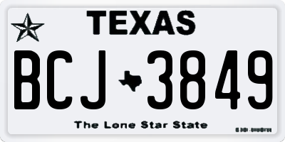 TX license plate BCJ3849