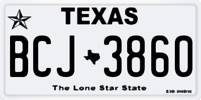 TX license plate BCJ3860