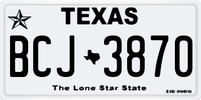 TX license plate BCJ3870