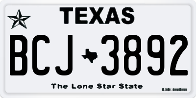 TX license plate BCJ3892