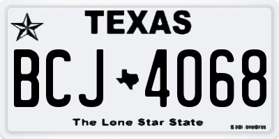 TX license plate BCJ4068