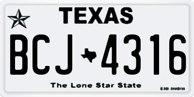TX license plate BCJ4316