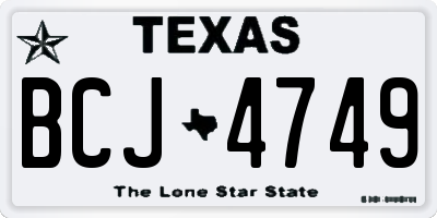 TX license plate BCJ4749