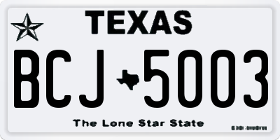 TX license plate BCJ5003