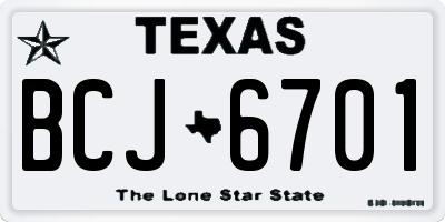 TX license plate BCJ6701