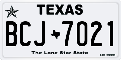TX license plate BCJ7021