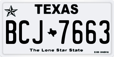 TX license plate BCJ7663