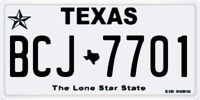 TX license plate BCJ7701