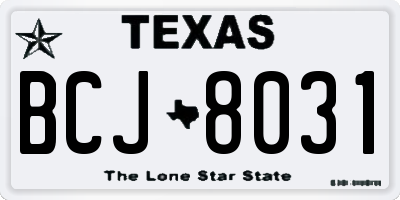 TX license plate BCJ8031