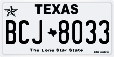 TX license plate BCJ8033