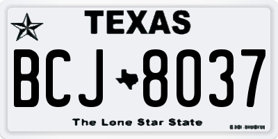 TX license plate BCJ8037