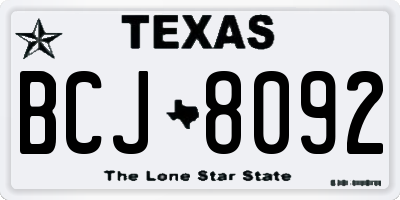 TX license plate BCJ8092
