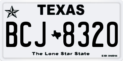 TX license plate BCJ8320